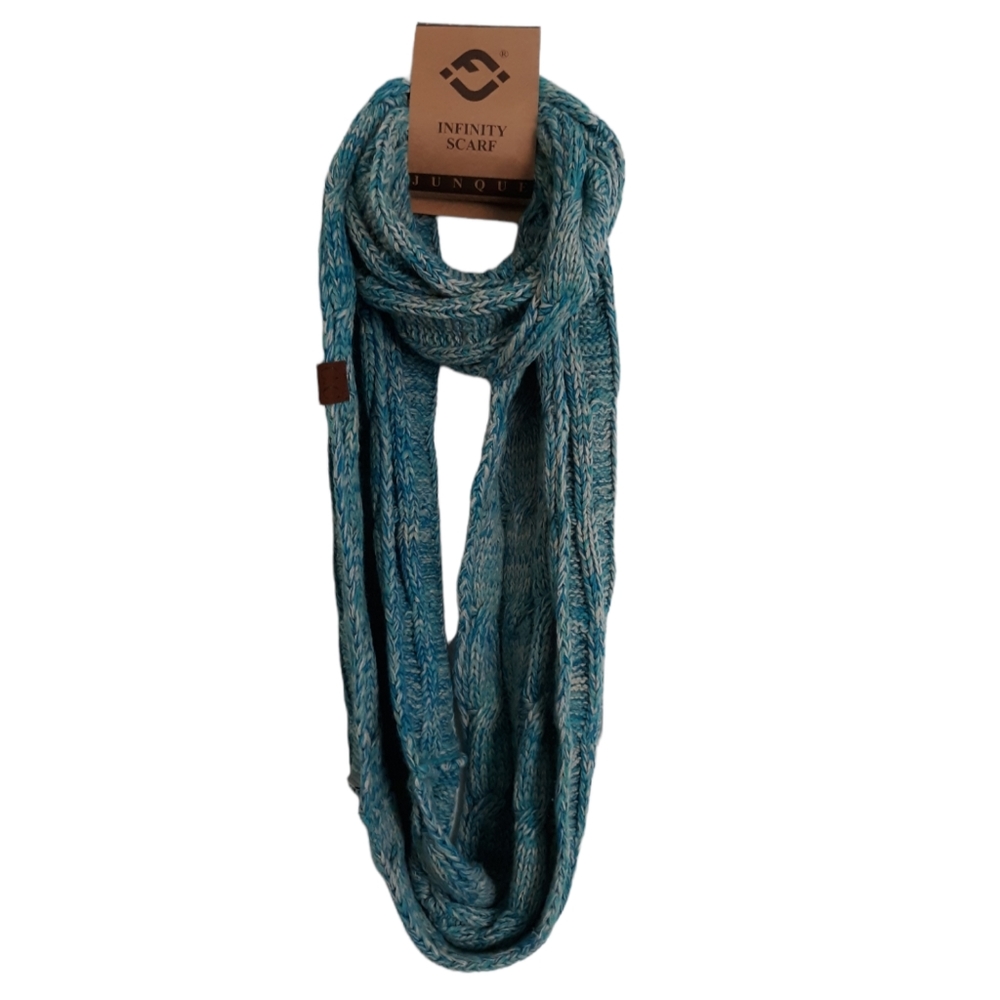 NWT C.C Funky Junque Blue Chunky Knit Infinity Scarf